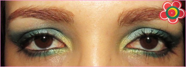 passo a passo maquiagem verde e dourado natal olhos abertos